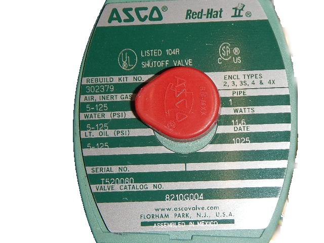 Elettrovalvola ASCO 8210G002LF, 1/2 NPT, 120VAC, Bobina Inclusa, Nuova, Spedizione Immediata